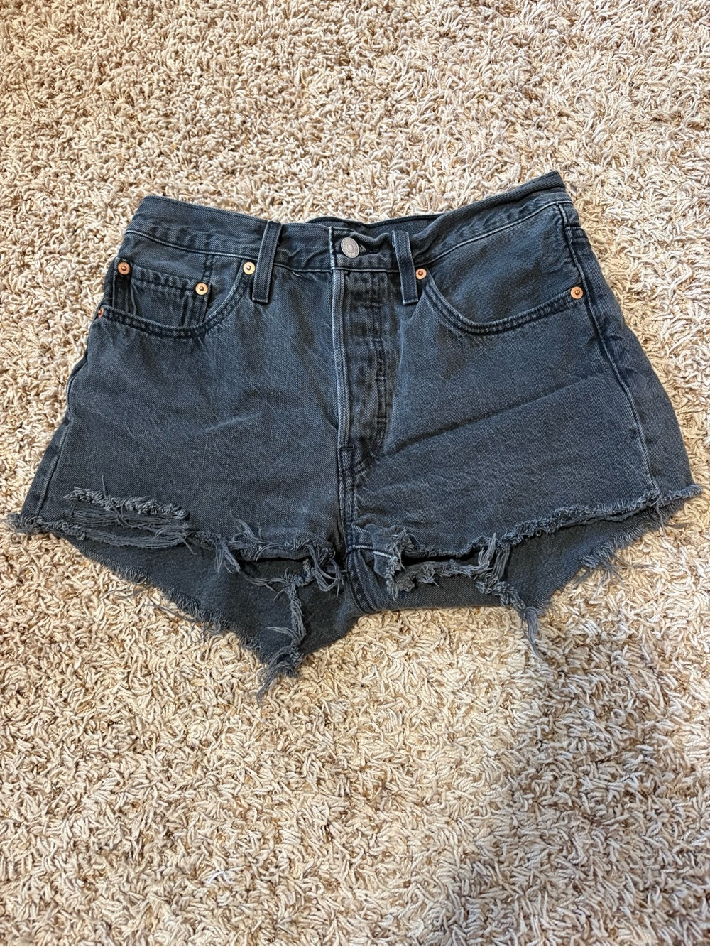 Levi 501 Jean Shorts Black Denim women’s size 27 100% cotton